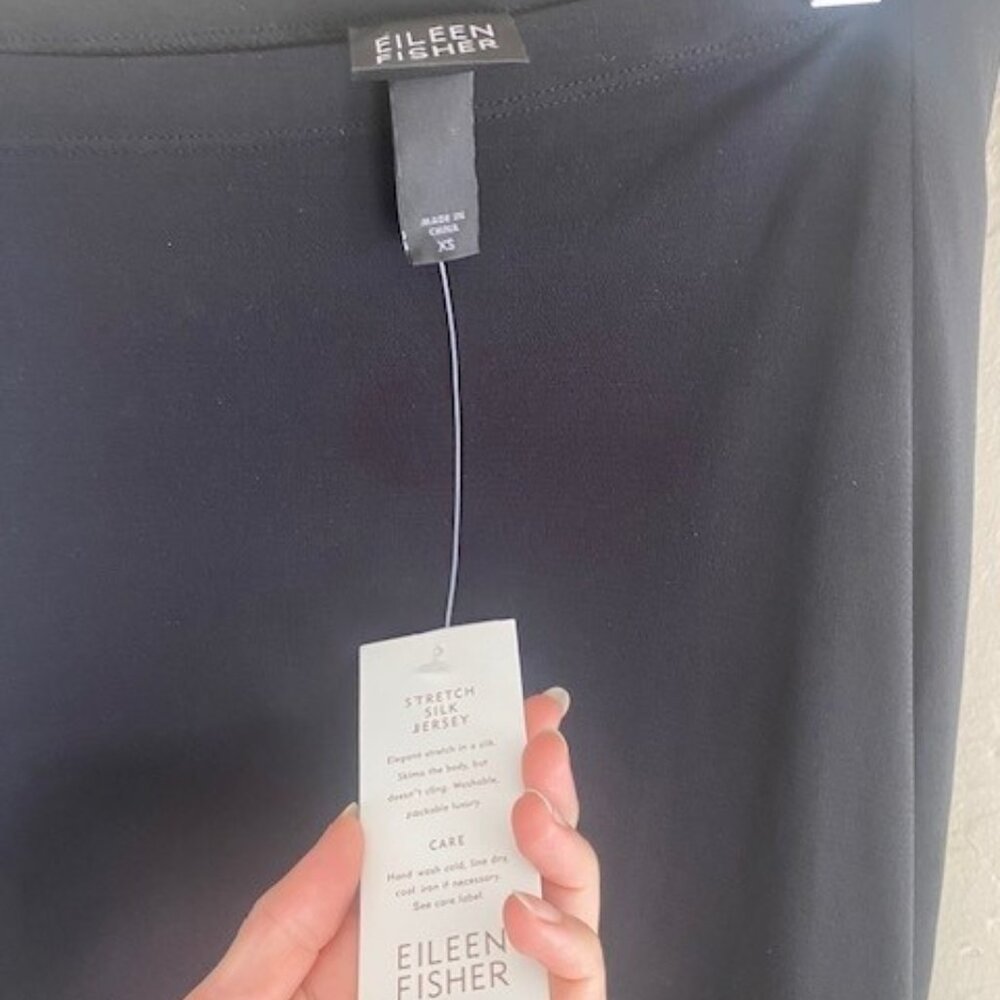 NWT Eileen Fisher XS Silk stretch jersey midi skirt soft hem